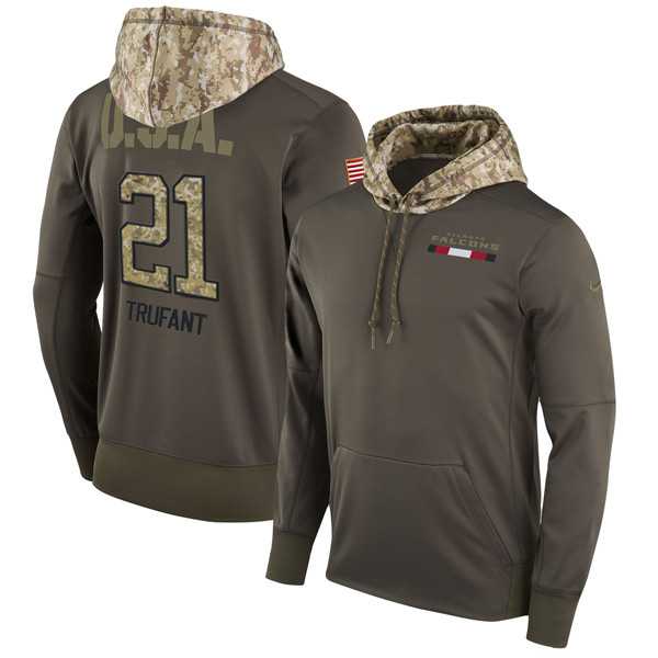 Nike Falcons 21 Desmond Trufant Men's Olive Salute To Service Pullover Hoodie